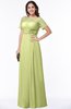 ColsBM Amanda Lime Green Traditional Short Sleeve Zip up Chiffon Floor Length Flower Bridesmaid Dresses