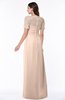 ColsBM Amanda Peach Puree Traditional Short Sleeve Zip up Chiffon Floor Length Flower Bridesmaid Dresses