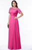 ColsBM Amanda Rose Pink Traditional Short Sleeve Zip up Chiffon Floor Length Flower Bridesmaid Dresses