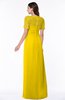 ColsBM Amanda Yellow Traditional Short Sleeve Zip up Chiffon Floor Length Flower Bridesmaid Dresses