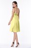 ColsBM Hattie Pastel Yellow Romantic Strapless Sleeveless Chiffon Knee Length Plus Size Bridesmaid Dresses