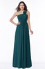 ColsBM Jennifer Blue Green Antique One Shoulder Sleeveless Chiffon Floor Length Ruching Plus Size Bridesmaid Dresses