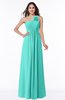 ColsBM Jennifer Blue Turquoise Antique One Shoulder Sleeveless Chiffon Floor Length Ruching Plus Size Bridesmaid Dresses