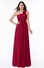 ColsBM Jennifer Dark Red Antique One Shoulder Sleeveless Chiffon Floor Length Ruching Plus Size Bridesmaid Dresses