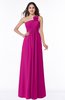 ColsBM Jennifer Hot Pink Antique One Shoulder Sleeveless Chiffon Floor Length Ruching Plus Size Bridesmaid Dresses