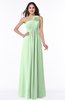 ColsBM Jennifer Light Green Antique One Shoulder Sleeveless Chiffon Floor Length Ruching Plus Size Bridesmaid Dresses
