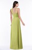 ColsBM Jennifer Linden Green Antique One Shoulder Sleeveless Chiffon Floor Length Ruching Plus Size Bridesmaid Dresses