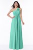 ColsBM Jennifer Mint Green Antique One Shoulder Sleeveless Chiffon Floor Length Ruching Plus Size Bridesmaid Dresses