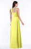 ColsBM Jennifer Pale Yellow Antique One Shoulder Sleeveless Chiffon Floor Length Ruching Plus Size Bridesmaid Dresses