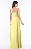 ColsBM Jennifer Pastel Yellow Antique One Shoulder Sleeveless Chiffon Floor Length Ruching Plus Size Bridesmaid Dresses