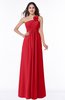 ColsBM Jennifer Red Antique One Shoulder Sleeveless Chiffon Floor Length Ruching Plus Size Bridesmaid Dresses
