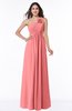 ColsBM Jennifer Shell Pink Antique One Shoulder Sleeveless Chiffon Floor Length Ruching Plus Size Bridesmaid Dresses