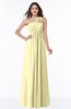 ColsBM Jennifer Soft Yellow Antique One Shoulder Sleeveless Chiffon Floor Length Ruching Plus Size Bridesmaid Dresses