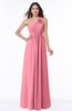 ColsBM Jennifer Watermelon Antique One Shoulder Sleeveless Chiffon Floor Length Ruching Plus Size Bridesmaid Dresses