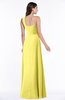 ColsBM Jennifer Yellow Iris Antique One Shoulder Sleeveless Chiffon Floor Length Ruching Plus Size Bridesmaid Dresses