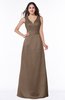 ColsBM Faye Bronze Brown Luxury A-line V-neck Sleeveless Satin Sash Wedding Guest Dresses