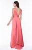 ColsBM Faye Hot Coral Luxury A-line V-neck Sleeveless Satin Sash Wedding Guest Dresses