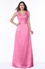 ColsBM Faye Rose Pink Luxury A-line V-neck Sleeveless Satin Sash Wedding Guest Dresses
