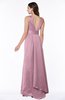 ColsBM Faye Silver Pink Luxury A-line V-neck Sleeveless Satin Sash Wedding Guest Dresses