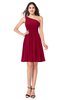ColsBM Kiara Dark Red Modern A-line Asymmetric Neckline Sleeveless Half Backless Ruching Plus Size Bridesmaid Dresses