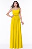 ColsBM Shanon Yellow Modern A-line Spaghetti Sleeveless Chiffon Plus Size Bridesmaid Dresses