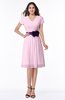 ColsBM Margot Baby Pink Classic V-neck Short Sleeve Chiffon Knee Length Bridesmaid Dresses