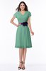 ColsBM Margot Beryl Green Classic V-neck Short Sleeve Chiffon Knee Length Bridesmaid Dresses