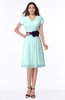 ColsBM Margot Blue Glass Classic V-neck Short Sleeve Chiffon Knee Length Bridesmaid Dresses