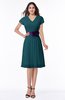 ColsBM Margot Blue Green Classic V-neck Short Sleeve Chiffon Knee Length Bridesmaid Dresses