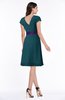 ColsBM Margot Blue Green Classic V-neck Short Sleeve Chiffon Knee Length Bridesmaid Dresses
