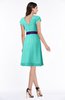 ColsBM Margot Blue Turquoise Classic V-neck Short Sleeve Chiffon Knee Length Bridesmaid Dresses