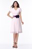 ColsBM Margot Blush Classic V-neck Short Sleeve Chiffon Knee Length Bridesmaid Dresses