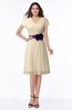 ColsBM Margot Champagne Classic V-neck Short Sleeve Chiffon Knee Length Bridesmaid Dresses