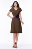 ColsBM Margot Chocolate Brown Classic V-neck Short Sleeve Chiffon Knee Length Bridesmaid Dresses