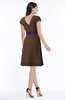 ColsBM Margot Chocolate Brown Classic V-neck Short Sleeve Chiffon Knee Length Bridesmaid Dresses