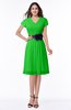 ColsBM Margot Classic Green Classic V-neck Short Sleeve Chiffon Knee Length Bridesmaid Dresses