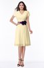 ColsBM Margot Cornhusk Classic V-neck Short Sleeve Chiffon Knee Length Bridesmaid Dresses