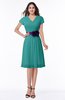 ColsBM Margot Emerald Green Classic V-neck Short Sleeve Chiffon Knee Length Bridesmaid Dresses
