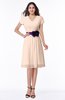 ColsBM Margot Fresh Salmon Classic V-neck Short Sleeve Chiffon Knee Length Bridesmaid Dresses