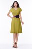 ColsBM Margot Golden Olive Classic V-neck Short Sleeve Chiffon Knee Length Bridesmaid Dresses
