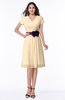ColsBM Margot Marzipan Classic V-neck Short Sleeve Chiffon Knee Length Bridesmaid Dresses