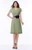 ColsBM Margot Moss Green Classic V-neck Short Sleeve Chiffon Knee Length Bridesmaid Dresses
