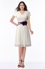ColsBM Margot Off White Classic V-neck Short Sleeve Chiffon Knee Length Bridesmaid Dresses
