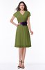 ColsBM Margot Olive Green Classic V-neck Short Sleeve Chiffon Knee Length Bridesmaid Dresses