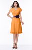 ColsBM Margot Orange Classic V-neck Short Sleeve Chiffon Knee Length Bridesmaid Dresses