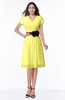 ColsBM Margot Pale Yellow Classic V-neck Short Sleeve Chiffon Knee Length Bridesmaid Dresses
