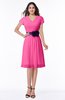 ColsBM Margot Rose Pink Classic V-neck Short Sleeve Chiffon Knee Length Bridesmaid Dresses