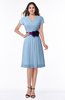ColsBM Margot Sky Blue Classic V-neck Short Sleeve Chiffon Knee Length Bridesmaid Dresses