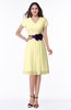 ColsBM Margot Soft Yellow Classic V-neck Short Sleeve Chiffon Knee Length Bridesmaid Dresses