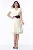 ColsBM Margot Whisper White Classic V-neck Short Sleeve Chiffon Knee Length Bridesmaid Dresses
